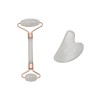 Rose Quartz Facial Kit – Roller + Gua Sha