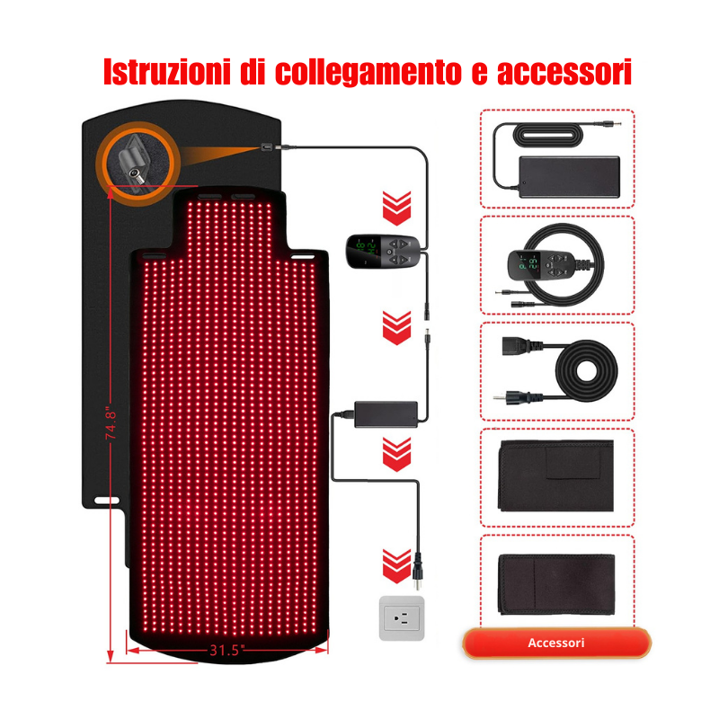 Tappetino LED Luce Rossa Full Body 1300 LED 660nm 850nm