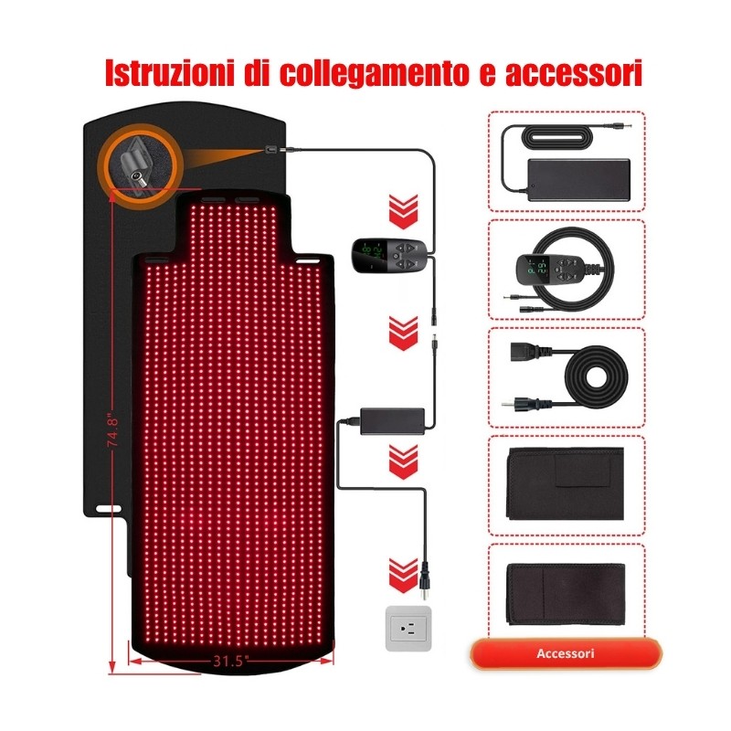 Full Body Red Light Therapy Mat 1300 LEDs 660nm 850nm
