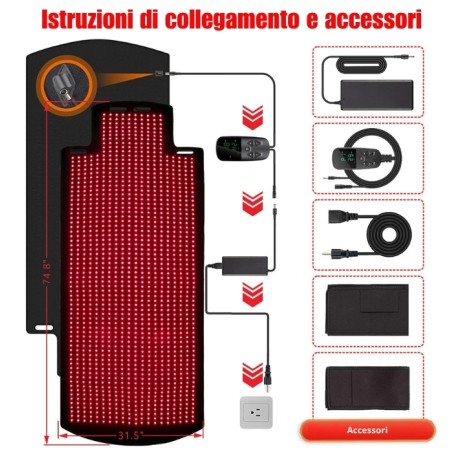Full Body Red Light Therapy Mat 1300 LEDs 660nm 850nm