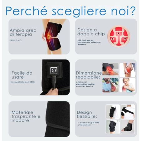 Fascia a luce rossa e infrarossa per ginocchio